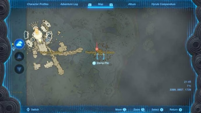ゼルダの空の魚の土地を見つける場所：王国の手がかりの涙のクエスト